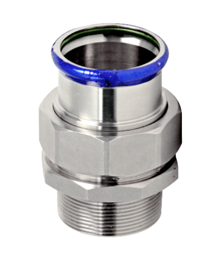 EUROPRESS 316L Stainless Steel BSP Male Adaptor Union - Viton Seal with Washer